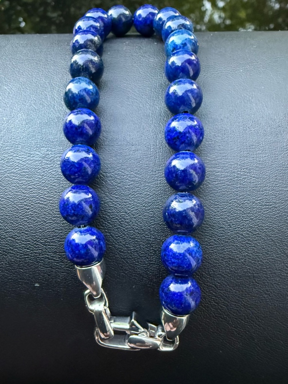 Handcrafted Blue Lapis Bead Bracelet